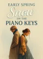 Early spring snow on the piano keys cover